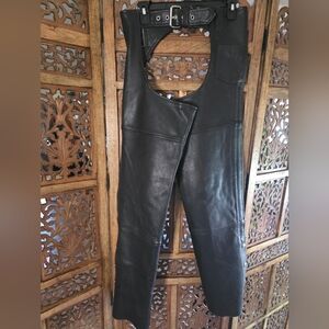 Women's Black Leather Chaps